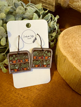 Load image into Gallery viewer, Bookcase Version 3 Drop Earrings, laser engraved, hand painted, wood earrings, nickel free