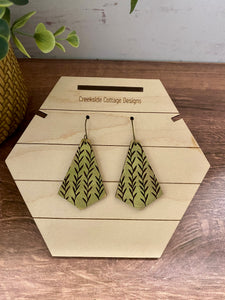Fun style vine engraved wood earrings, dangle earrings