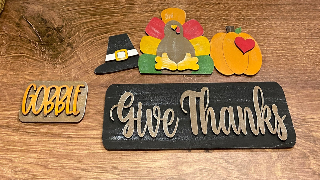 Thanksgiving Give Thanks Insert for Interchangeable 12 Inch Vintage Truck (Base Sold Separately)