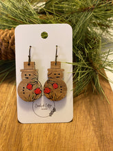 Load image into Gallery viewer, Floral Snowman Earrings, winter earrings, Christmas Earrings