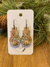 Load image into Gallery viewer, Floral Snowman Earrings, winter earrings, Christmas Earrings