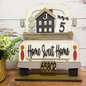 Interchangeable 12 Inch Vintage Truck Base with Home Sweet Home Starter Insert