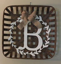 Load image into Gallery viewer, Farmhouse Decor - Monogram Wreath - Metal Decor - Door Hanger - Laurel Wreath