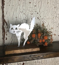 Load image into Gallery viewer, Farmhouse Decor - Cat - Black Cat - Metal Decor - Shelf Sitter - Fall Decor - Halloween Decor