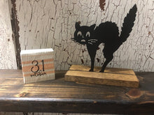 Load image into Gallery viewer, Farmhouse Decor - Cat - Black Cat - Metal Decor - Shelf Sitter - Fall Decor - Halloween Decor