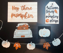 Load image into Gallery viewer, Fall Tiered Tray set - fall decor - tiered tray decor - vintage truck - pumpkin