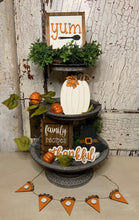 Load image into Gallery viewer, Thanksgiving Tiered Tray set, fall decor, tiered tray decor, pumpkin