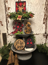 Load image into Gallery viewer, Winter themed “Let’s Get Cozy” DIY kit Tiered Tray set - Winter decor - tiered tray decor