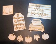 Load image into Gallery viewer, Fall DIY kit Tiered Tray set - fall decor - tiered tray decor - vintage truck - pumpkin