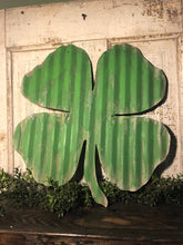 Load image into Gallery viewer, Corrugated metal 4 leaf clover (24")- Spring Decor - St Patrick Day decor