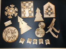 Load image into Gallery viewer, Winter themed “Let’s Get Cozy” DIY kit Tiered Tray set - Winter decor - tiered tray decor