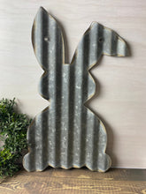 Load image into Gallery viewer, 24 inch Corrugated metal bent ear bunny - spring decor - Easter- bunny decor
