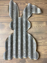Load image into Gallery viewer, 24 inch Corrugated metal bent ear bunny - spring decor - Easter- bunny decor