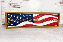 Load image into Gallery viewer, Layered American Flag Sign, Freedom, Patriotic Decor, Shelf Sitter, Wall Decor, Waving Flag
