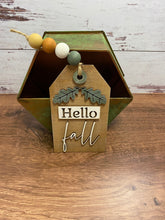 Load image into Gallery viewer, Hello Fall Tag fall tiered tray sign, fall sign, tiered tray decor