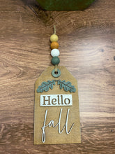 Load image into Gallery viewer, Hello Fall Tag fall tiered tray sign, fall sign, tiered tray decor