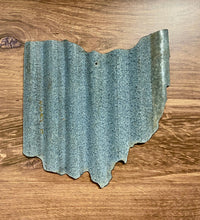 Load image into Gallery viewer, Corrugated metal state, Ohio state sign, 16 inch, farmhouse decor, state pride