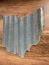 Load image into Gallery viewer, Corrugated metal state, Ohio state sign, 16 inch, farmhouse decor, state pride