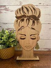 Load image into Gallery viewer, Fun style vine engraved wood earrings, dangle earrings