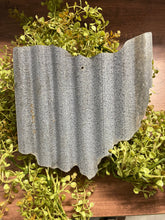 Load image into Gallery viewer, Corrugated metal state, Ohio state sign, 16 inch, farmhouse decor, state pride