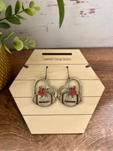 Load image into Gallery viewer, Heart Floral Football Earrings, Dangle Earrings, Sports Earrings, Team Pride, Hypoallergenic, Gift for Her, Laser engraved wood, Z276