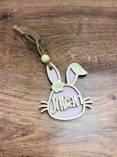 Load image into Gallery viewer, Easter Basket Tag, Personalized Bunny Tag for Kids, Colorful Wood Tag