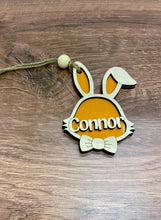 Load image into Gallery viewer, Easter Basket Tag, Personalized Bunny Tag for Kids, Colorful Wood Tag