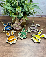 Load image into Gallery viewer, Easter Basket Tag, Personalized Bunny Tag for Kids, Colorful Wood Tag