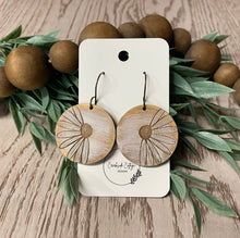 Load image into Gallery viewer, Laser Engraved Round Daisy Earrings, Handmade Wooden Flower Jewelry, Boho Chic Spring Accessories, Gift for Her