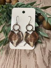 Load image into Gallery viewer, Distressed V top Abstract Earrings with Metal Connectors, Hypoallergenic Hooks, Boho Chic Jewelry, Unique Handmade Gift for Her