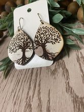 Load image into Gallery viewer, Distressed Wood Engraved Giving Tree Earrings - Unique Handmade Jewelry - Boho Chic Gifts - Nature-Inspired Accessories