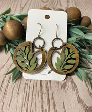 Load image into Gallery viewer, Wood Laser Engraved Split Top Fern Leaf Earrings, Handmade Boho Nature Jewelry, Eco-Friendly Gift for Her, Botanical Earrings