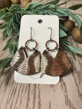 Load image into Gallery viewer, Distressed Abstract Earrings with Metal Connectors, Hypoallergenic Hooks, Boho Chic Jewelry, Unique Handmade Gift for Her