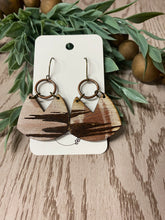 Load image into Gallery viewer, Distressed Abstract Paint Engraved Earrings - Unique Handmade Wood Jewelry - Boho Chic Statement Accessories