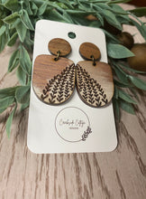 Load image into Gallery viewer, Distressed Wood Engraved 3 Vine Earrings - Handmade Boho Jewelry - Unique Nature-Inspired Accessories