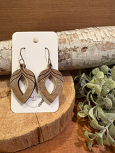 Load image into Gallery viewer, Half Bordered Drop Earrings, laser engraved, handpainted, wood earrings, nickel free
