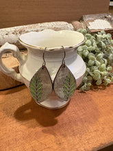 Load image into Gallery viewer, Two Tone Leaves Drop Earrings, laser engraved, handpainted, wood earrings, nickel free