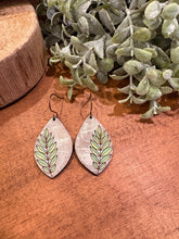 Load image into Gallery viewer, Two Tone Leaves Drop Earrings, laser engraved, handpainted, wood earrings, nickel free
