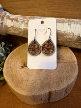 Load image into Gallery viewer, Bookcase Version 1 Drop Earrings, laser engraved, hand painted, wood earrings, nickel free