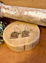 Load image into Gallery viewer, Bookcase Version 2 Drop Earrings, laser engraved, hand painted, wood earrings, nickel free