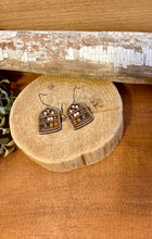 Load image into Gallery viewer, Skull Bookcase Version 2 Drop Earrings, laser engraved, hand painted, wood earrings, nickel free