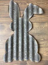 Load image into Gallery viewer, 16 inch Corrugated metal bent ear bunny - spring decor - Easter- bunny decor