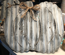 Load image into Gallery viewer, Corrugated metal pumpkin (18")- Fall Decor - Halloween - Pumpkin
