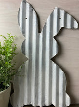 Load image into Gallery viewer, 20 inch Corrugated metal bent ear bunny - spring decor - Easter- bunny decor