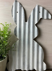 20 inch Corrugated metal bent ear bunny - spring decor - Easter- bunny decor