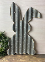 Load image into Gallery viewer, 20 inch Corrugated metal bent ear bunny - spring decor - Easter- bunny decor
