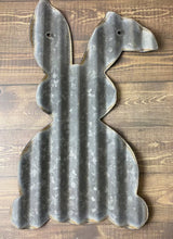 Load image into Gallery viewer, 20 inch Corrugated metal bent ear bunny - spring decor - Easter- bunny decor
