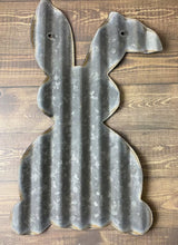 Load image into Gallery viewer, 20 inch Corrugated metal bent ear bunny - spring decor - Easter- bunny decor