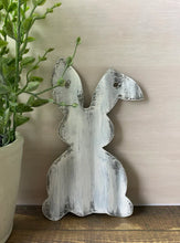 Load image into Gallery viewer, 8 Inch Corrugated metal bent ear bunny - spring decor - Easter- bunny decor
