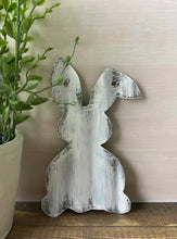 Load image into Gallery viewer, 8 Inch Corrugated metal bent ear bunny - spring decor - Easter- bunny decor